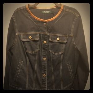 Denim Brown Leatherette Trimmed Jacket